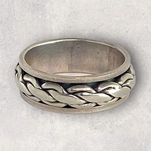 925 Sterling Silver Braided Spinner Ring